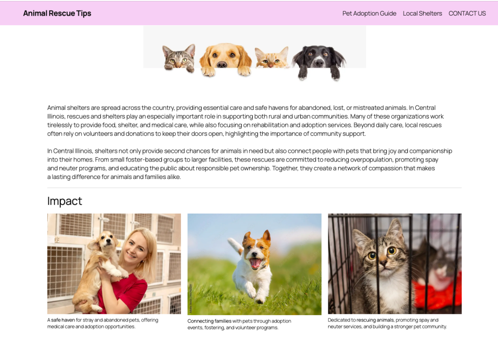Animal Rescue Tips Individual Site Examples | INFO 490 (The Studio) | Course – INFO 490 ...