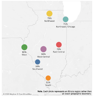 Map of teachers' AI use across Illinois