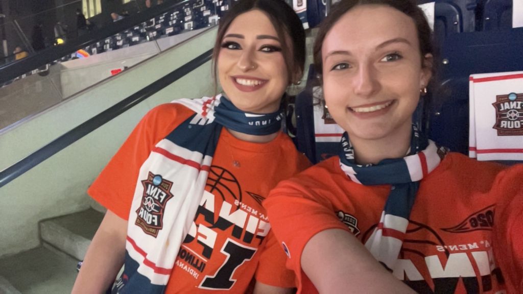 Selfie of my sister and I at Illini Final 4 Basketball game.