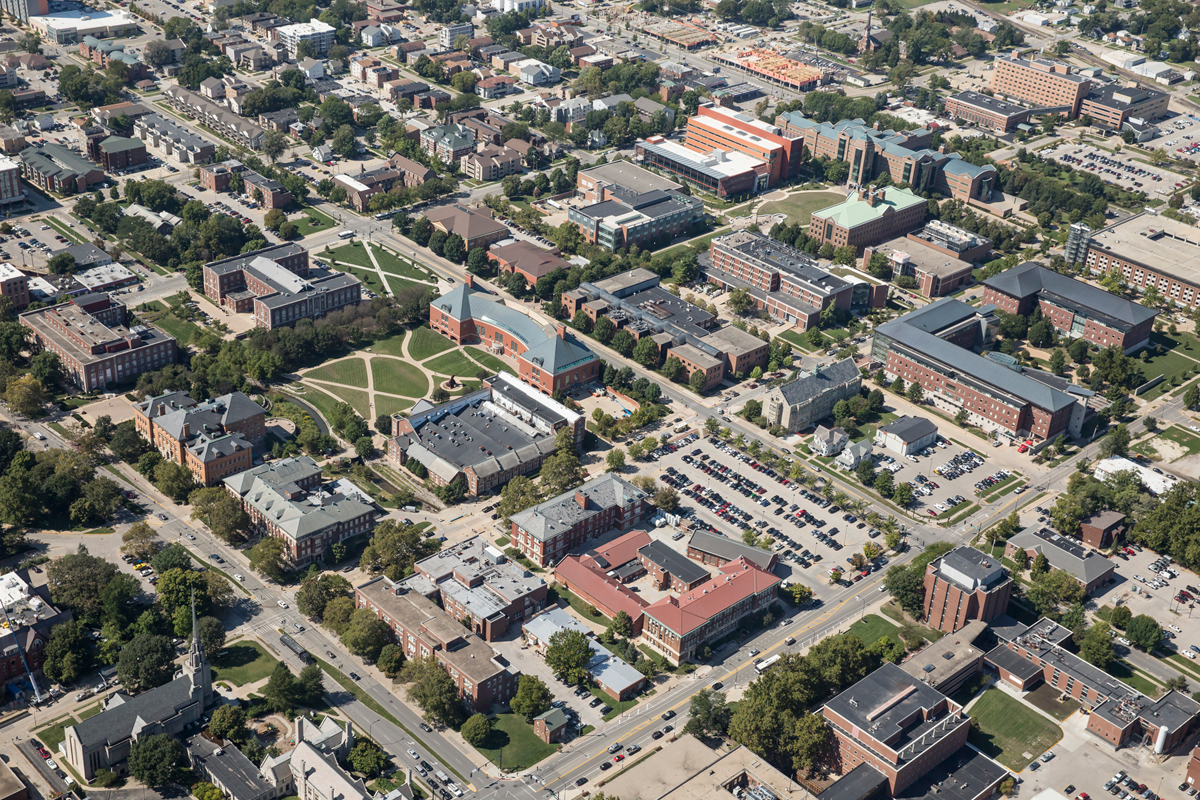 An aerial view of campus 