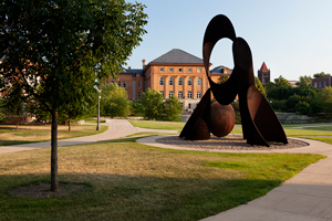 Image of engineering quad and sculpture 